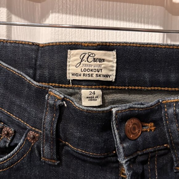 J. Crew Lookout High Rise Skinny Dark Wash Jeans - Picture 3 of 6